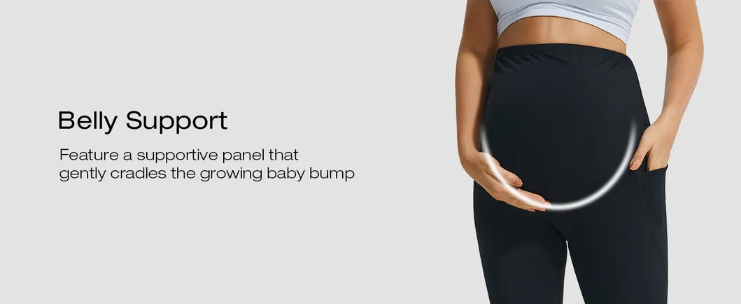 Leggings de maternidad de campana con sensación suave sobre el vientre con bolsillos, pantalones de yoga de embarazo de corte acampanado suaves