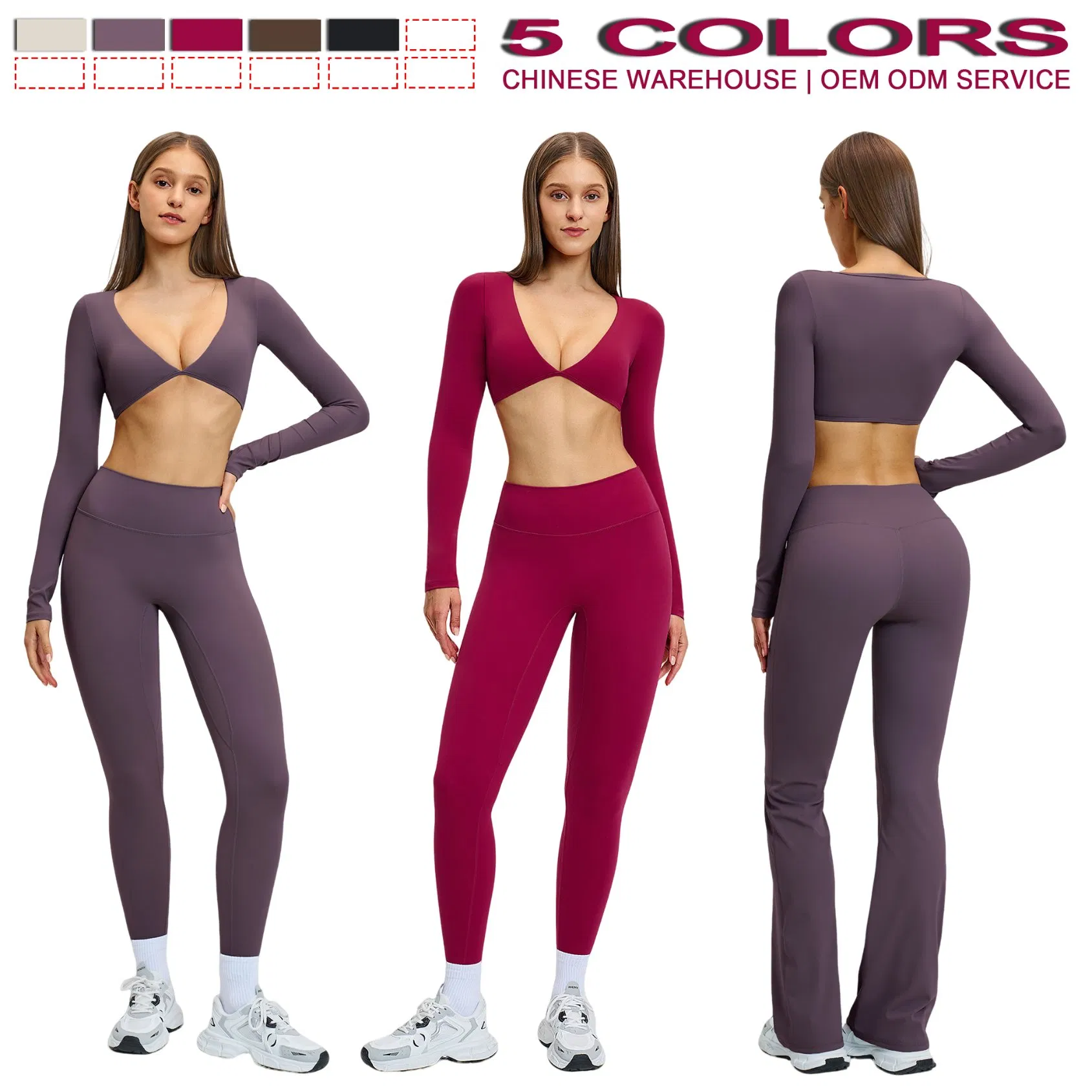 Ropa de fitness al por mayor para mujeres, camiseta de yoga con cuello en V