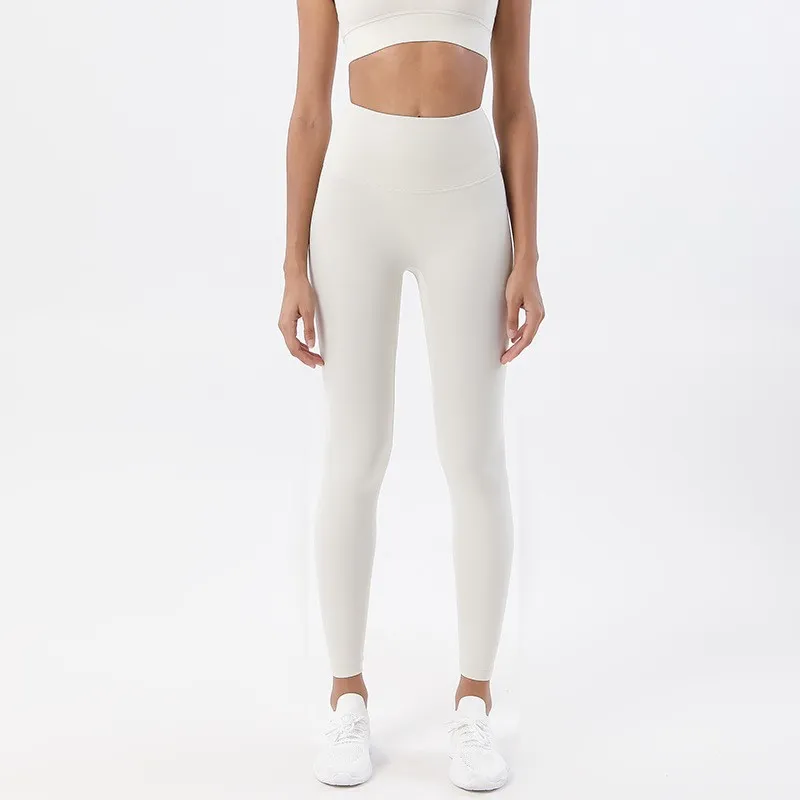 Mallas de entrenamiento nude de doble cara personalizadas, de cintura alta, con efecto de levantamiento de glúteos y sin costuras
