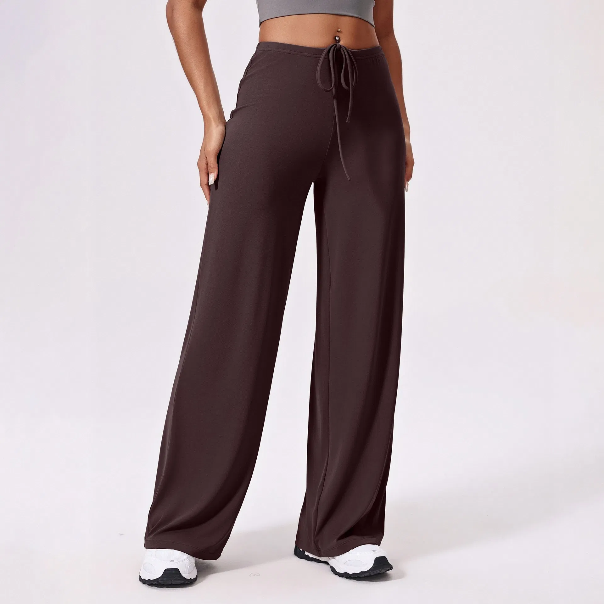 Pantalones de sudadera anchos de mujer con logo personalizado, elásticos y casuales