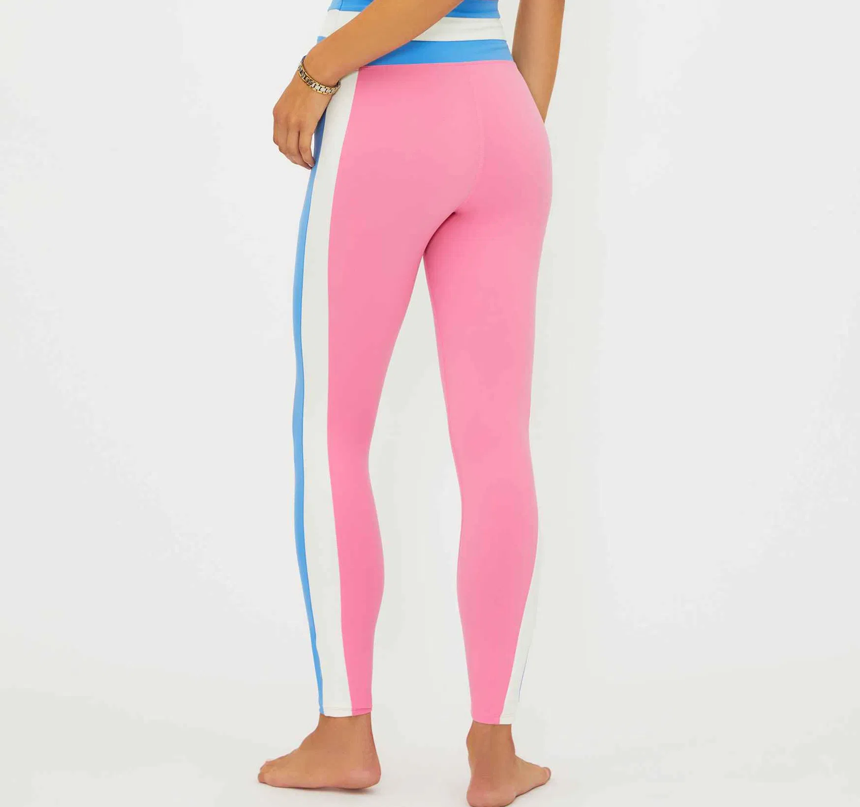 Mallas largas de deporte en color bloque rosa para gimnasio y yoga