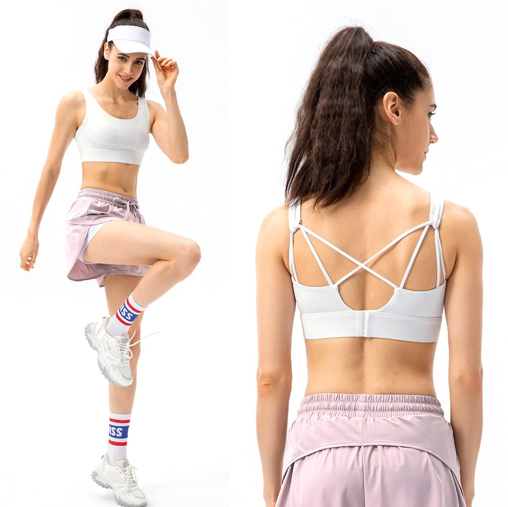 Nuevo sujetador deportivo de alto impacto con espalda cruzada sexy y almohadillas moldeadas para el pecho, top de lencería atlética ajustable de rendimiento élite en tallas grandes, ropa de gimnasio