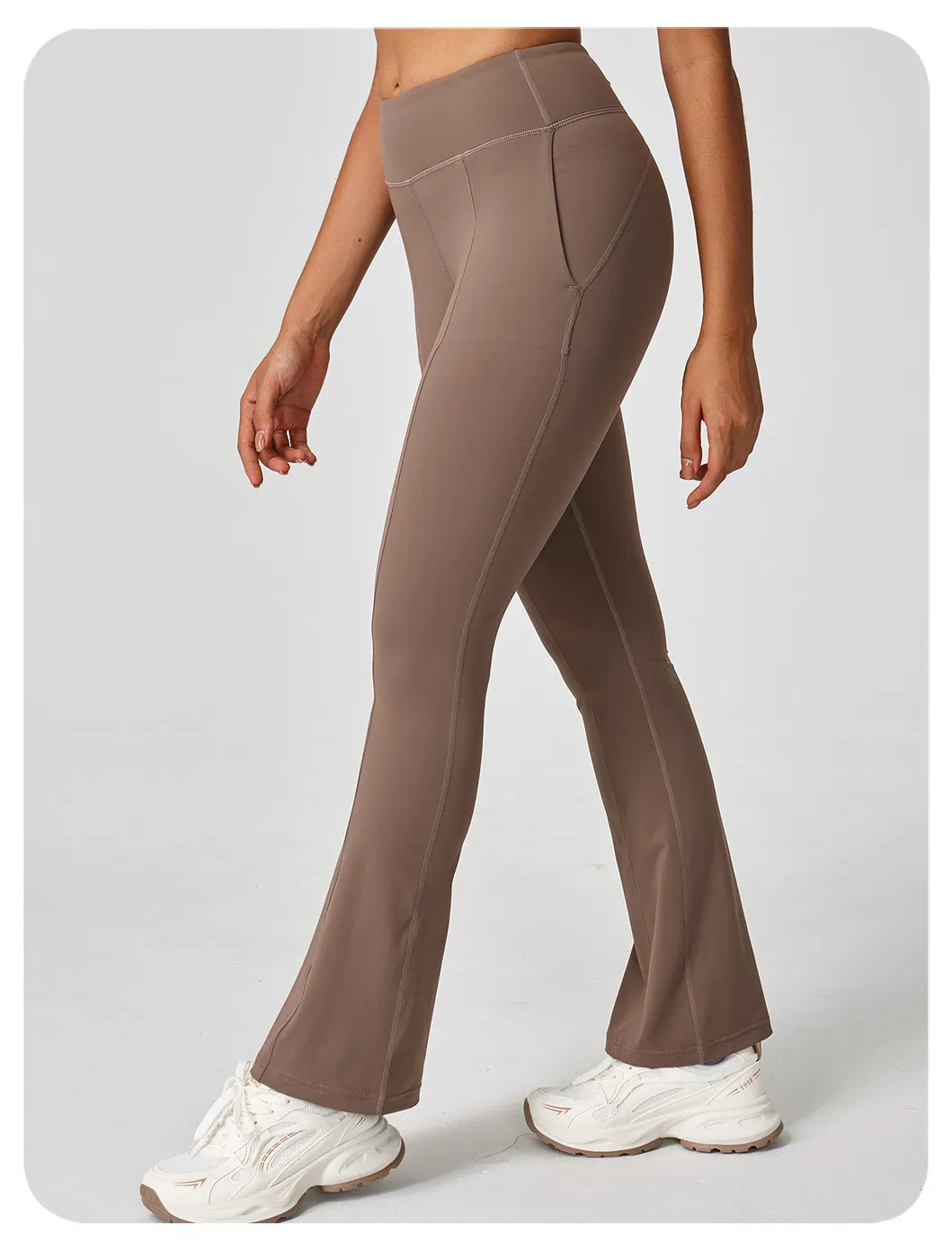 Pantalones de compresión de yoga de tela nude, mallas de yoga de venta caliente
