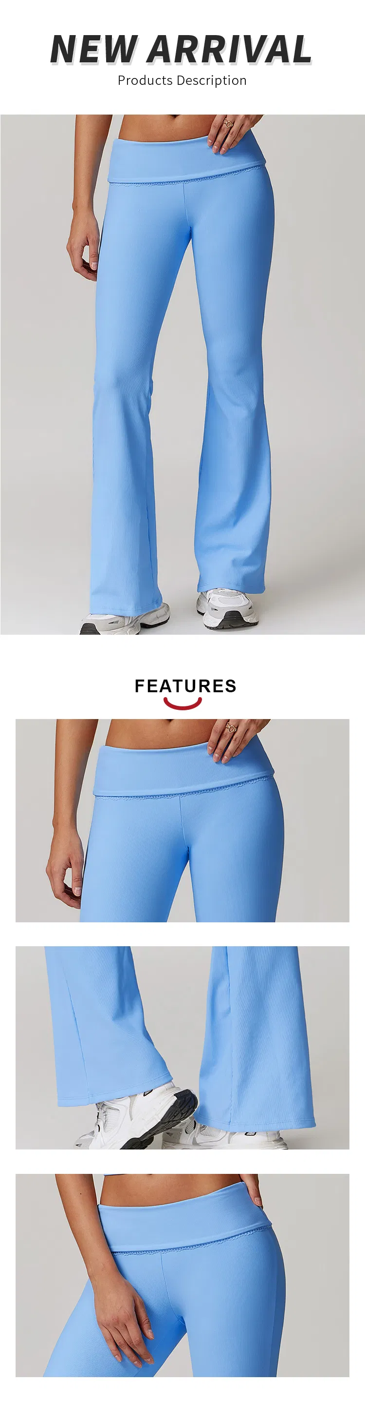 Pantalones de yoga de cintura alta acampanados de fábrica al por mayor para mujer, pantalones deportivos casuales de levantamiento de cadera