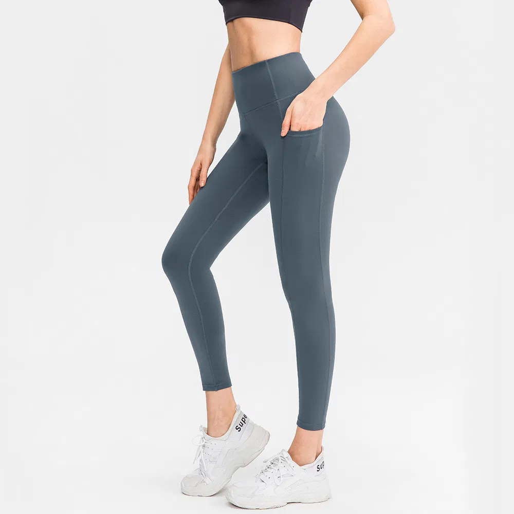Pantalones de yoga de control de abdomen suave y cómodo para ejercicio y correr, mallas atléticas de cintura alta con bolsillos, leggings antideslizantes para senderismo