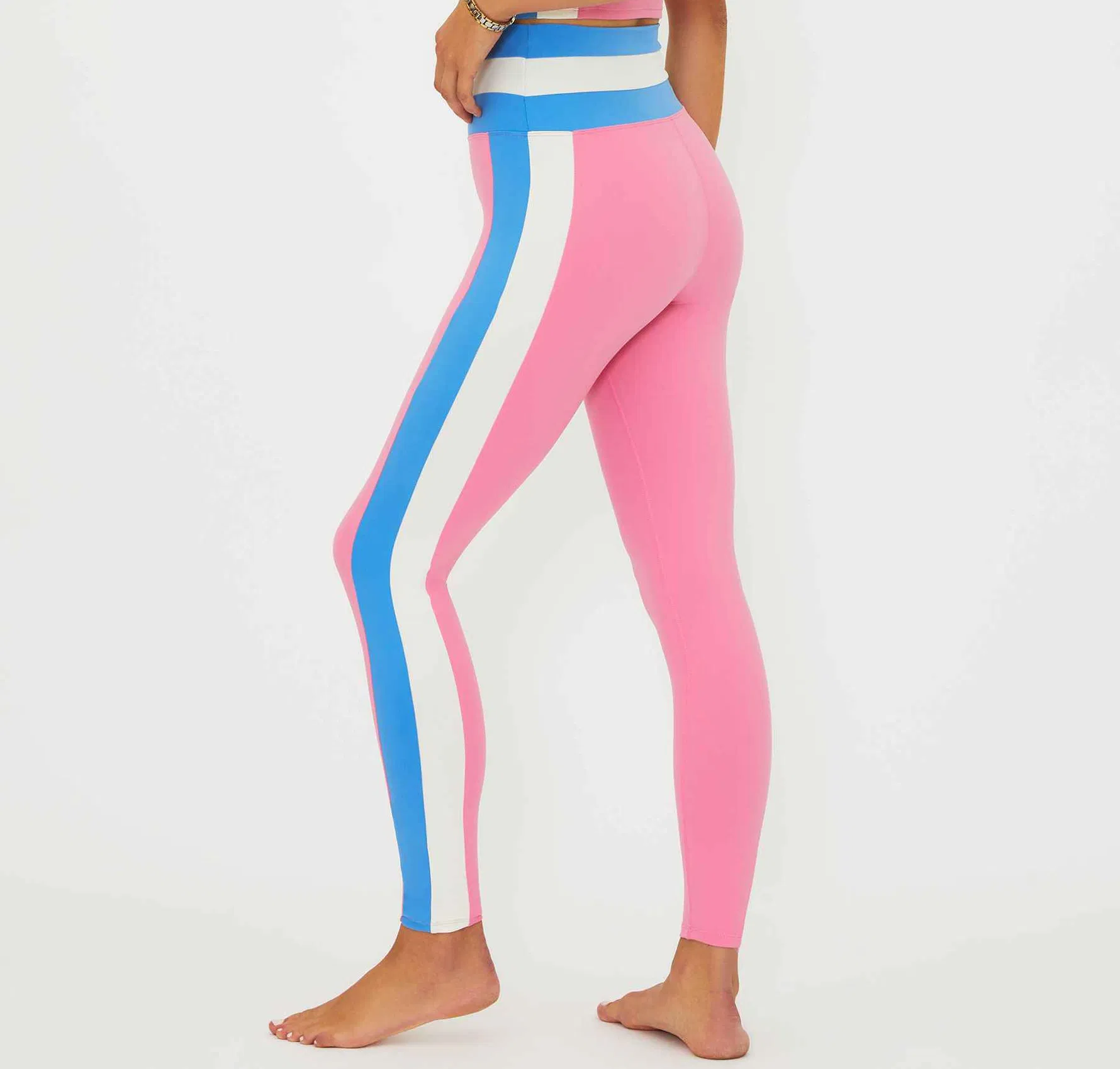 Mallas largas de deporte en color bloque rosa para gimnasio y yoga