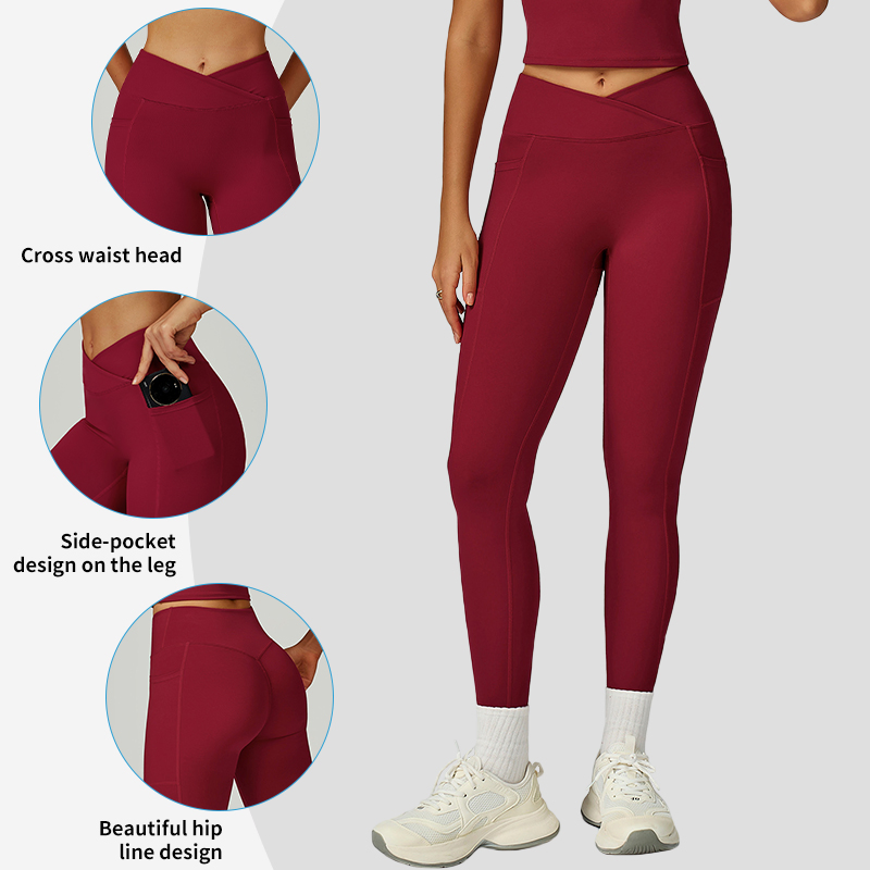 Mallas de yoga de cintura alta con cintura cruzada, mallas de yoga para mujeres, ropa deportiva al aire libre, mallas para correr