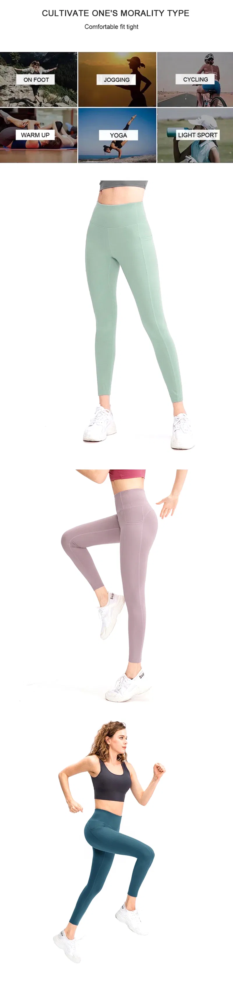 Pantalones de yoga de control de abdomen suave y cómodo para ejercicio y correr, mallas atléticas de cintura alta con bolsillos, leggings antideslizantes para senderismo