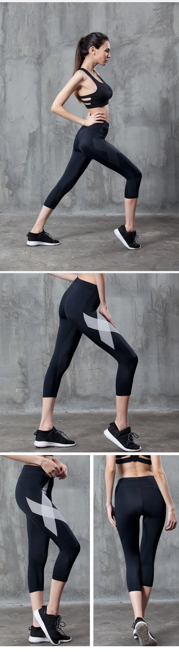 Pantalones de compresión de talla grande para mujer, pantalones deportivos ajustados para correr, pantalones recortados para entrenamiento, pantalones de yoga, pantalones de fitness de secado rápido