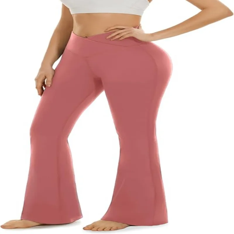 Pantalones de yoga acampanados de cintura alta para mujeres, sexy, talla grande, leggings levantadores