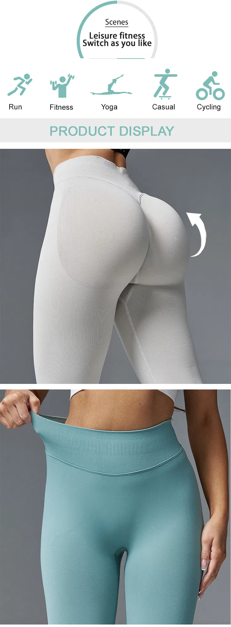 Pantalones de compresión de cintura alta sin costuras texturizados 6
