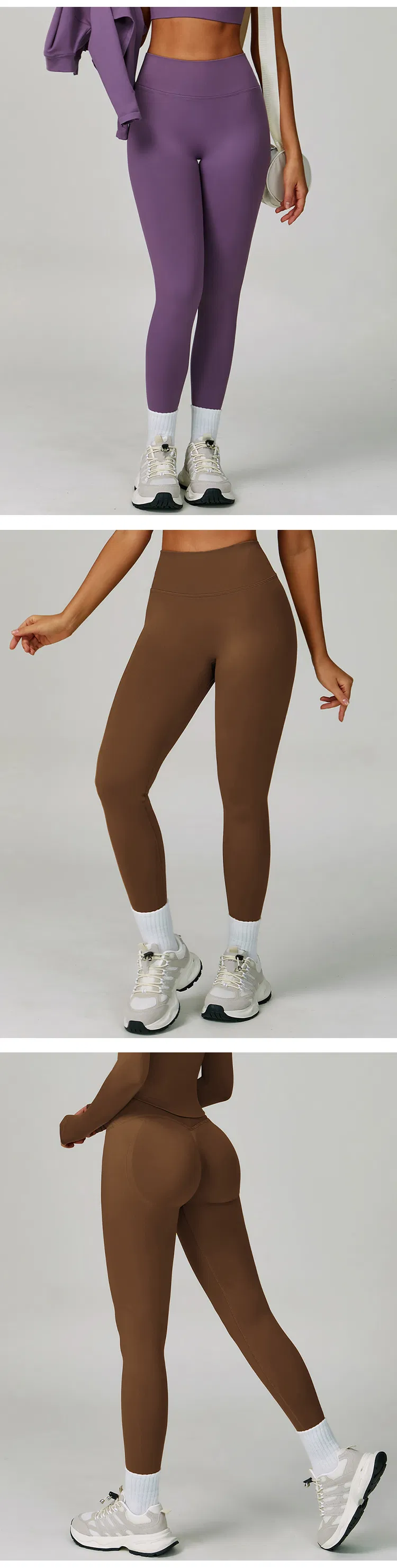 Pantalones de yoga sin costuras color durazno con cuello en V, ajustados, para correr, deportivos, de secado rápido, para fitness