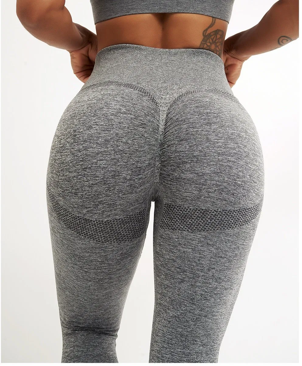 Mujeres Leggings Sin Costuras Levantamiento de Glúteos Entrenamiento Gimnasio Pantalones de Yoga de Cintura Alta