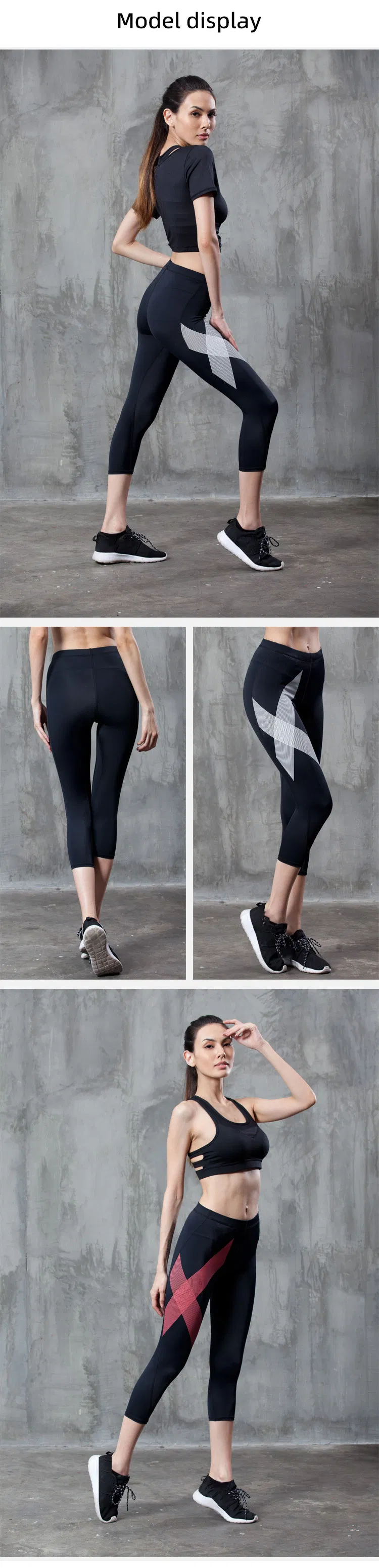 Pantalones de compresión de talla grande para mujer, pantalones deportivos ajustados para correr, pantalones recortados para entrenamiento, pantalones de yoga, pantalones de fitness de secado rápido