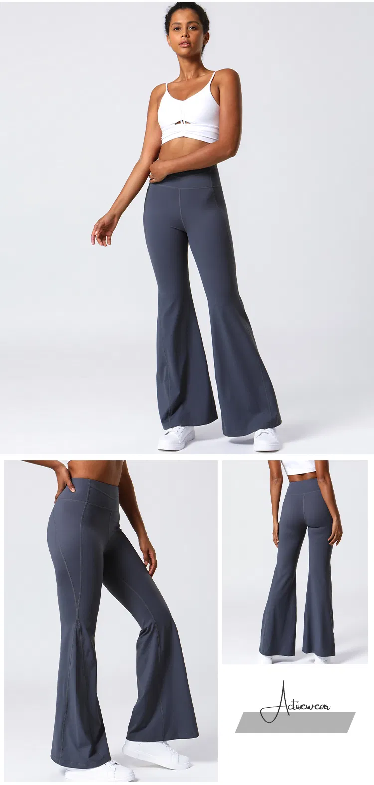Pantalones de yoga de flare suaves para levantar las caderas de mujer con bolsillo oculto, pantalones de entrenamiento de cintura alta