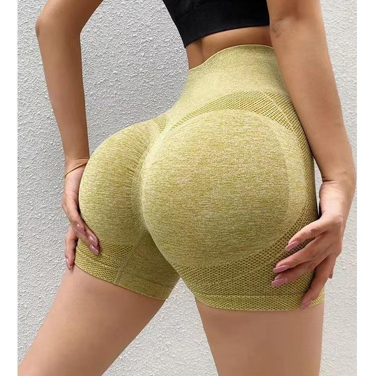 Shorts de yoga para mujer, levantamiento de cadera cruzado, deportivos, de cintura alta, control de abdomen, ajustados, elásticos, anti-exposición, de secado rápido, para fitness