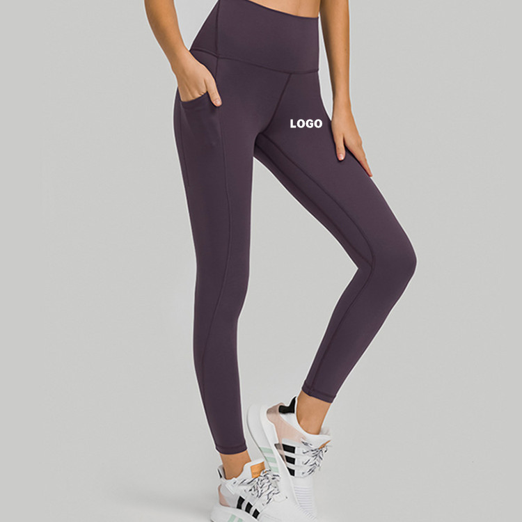 Dl126 Mujeres Lulu Desnudas Sensación Ropa Deportiva Leggings de Cintura Alta Suave como Mantequilla Pantalones de Yoga con Bolsillos Laterales