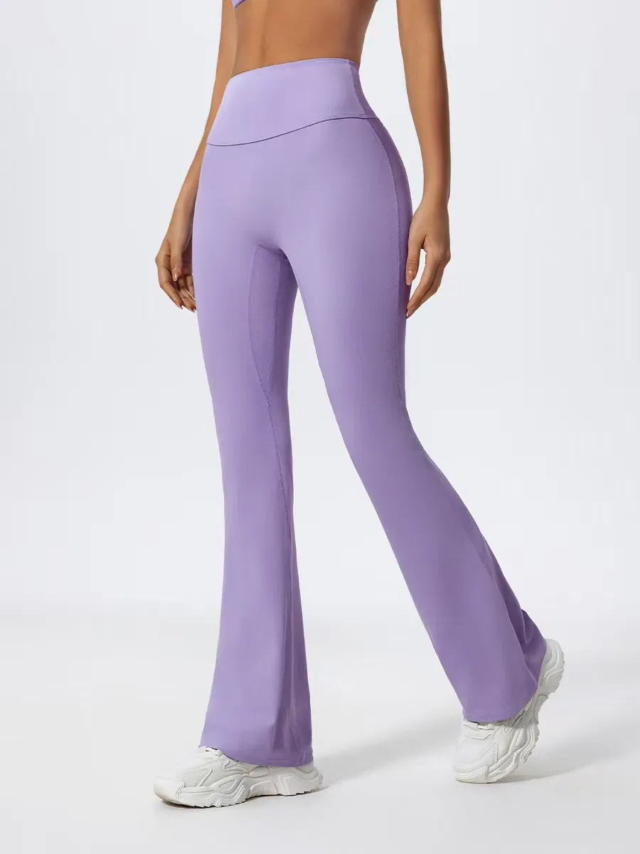 Leggings deportivos Luckpanther de cintura alta con control abdominal pero levantados, pantalones de yoga de pierna ancha y acampanados para mujer