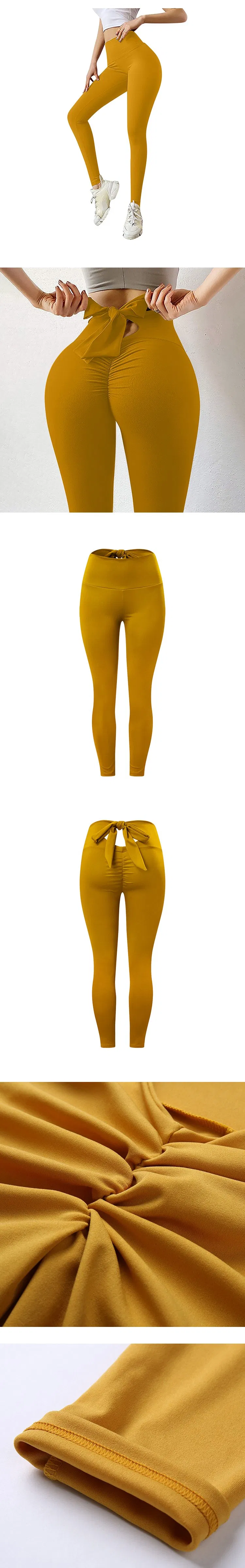 Pantalones deportivos de cintura alta con lazo, leggings de yoga, levantamiento de glúteos, ropa de entrenamiento para mujeres, leggings de fitness, mallas para correr en el gimnasio