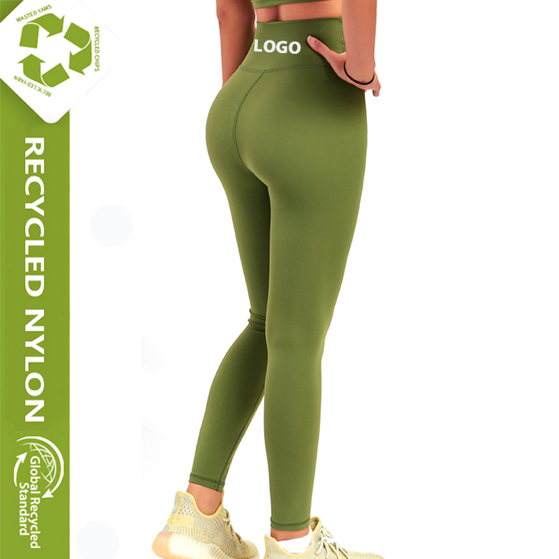 Mujeres prime; Pantalones de yoga contorneadores reciclados S Control de abdomen Mezcla de nylon y spandex Leggings deportivos Tights de tacto suave como la mantequilla para el gimnasio