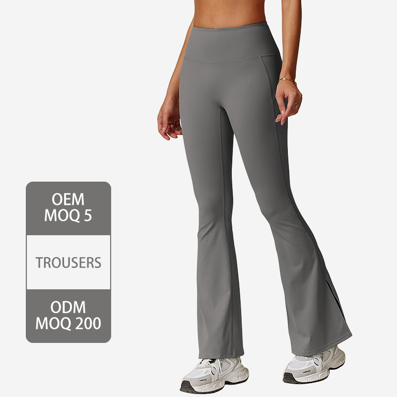 Pantalones de yoga de mujer de cintura alta con control de abdomen, pantalones casuales de fitness acampanados de fábrica al por mayor