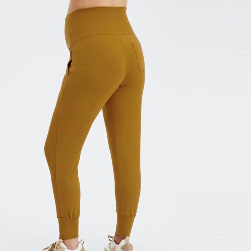 Pantalones de chándal de algodón personalizados para maternidad con panel completo sobre el vientre