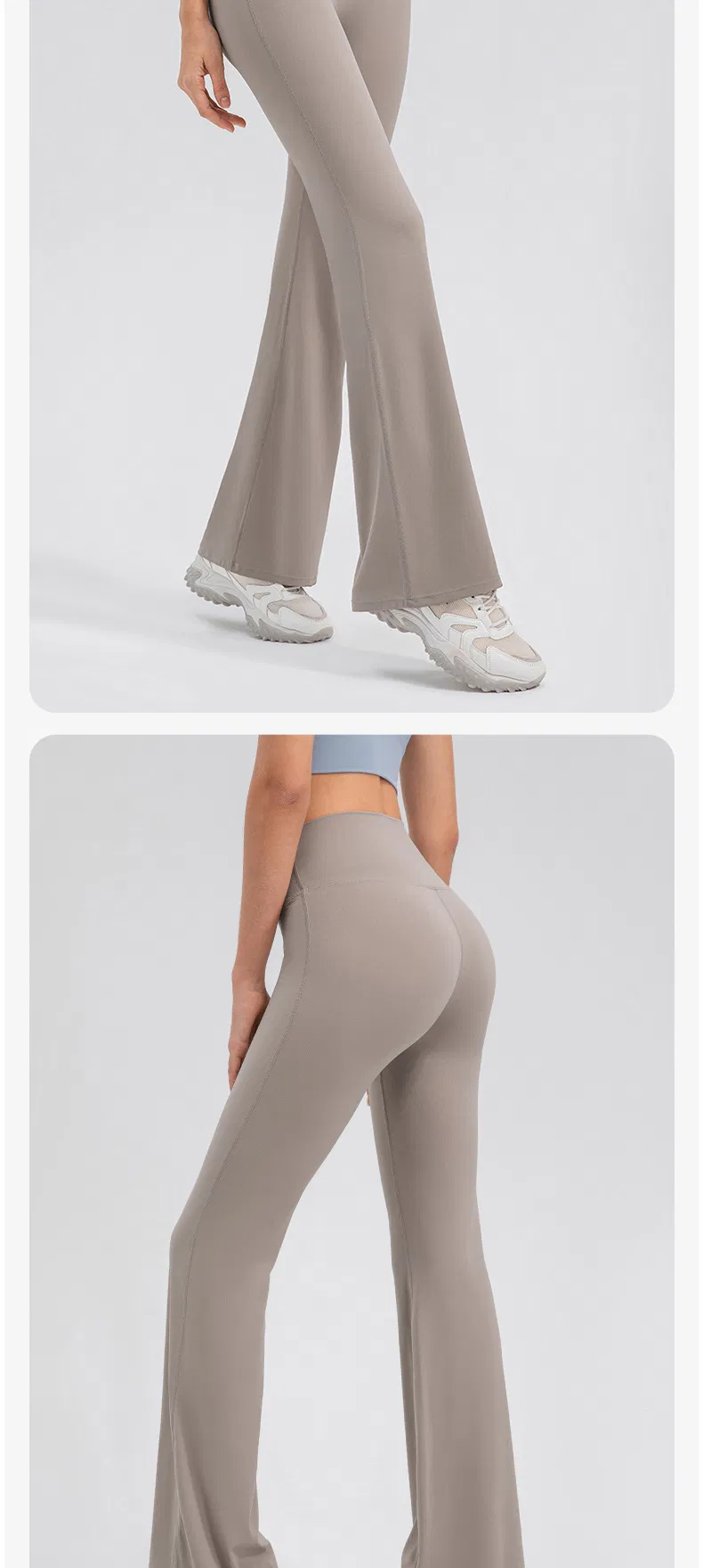 Pantalones de yoga de cintura alta y levantamiento de glúteos para mujer, transpirables, sin línea de vergüenza, pantalones de fitness deportivos, leggings acampanados