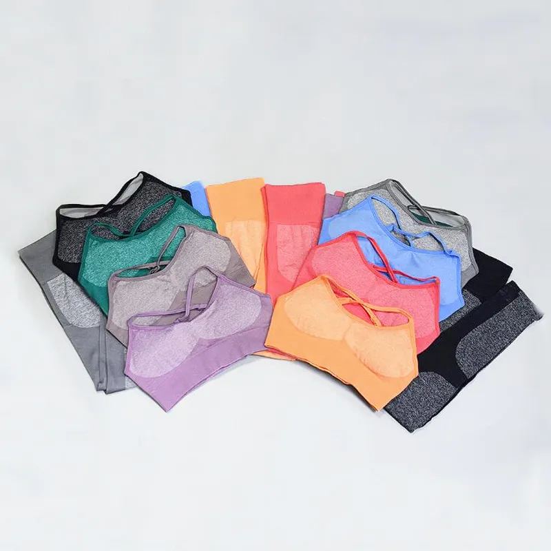 Conjunto de Fitness y Yoga para Mujer con Pantalones Elásticos Personalizados y Sin Costuras para Gimnasio
