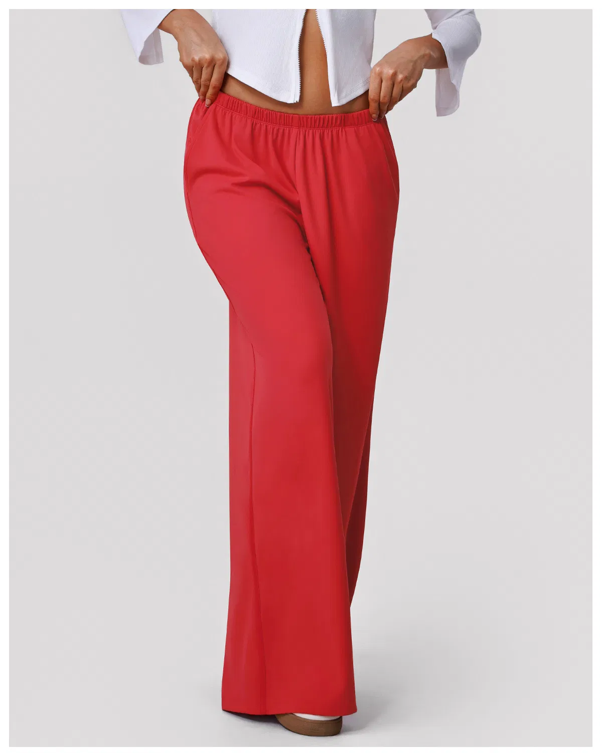 Pantalones deportivos casuales de cintura alta para mujer, drapeados, para entrenamiento de danza en interiores, yoga, pantalones de pierna ancha