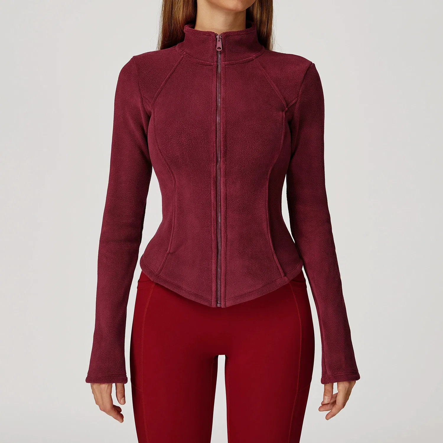 Chaqueta de mujer con cremallera personalizada, a prueba de viento, casual, para correr, ajustada para fitness, abrigo exterior grueso y cálido