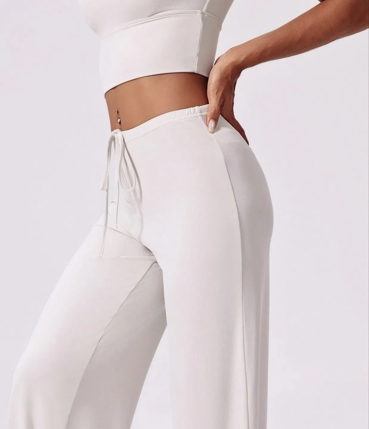 Pantalones de sudadera anchos de mujer con logo personalizado, elásticos y casuales