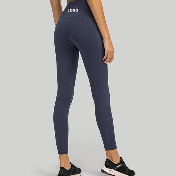 Dl126 Mujeres Lulu Desnudas Sensación Ropa Deportiva Leggings de Cintura Alta Suave como Mantequilla Pantalones de Yoga con Bolsillos Laterales