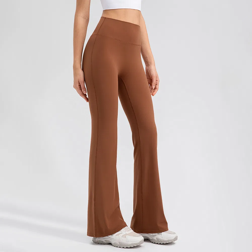 Pantalones de yoga de cintura alta y levantamiento de glúteos para mujer, transpirables, sin línea de vergüenza, pantalones de fitness deportivos, leggings acampanados