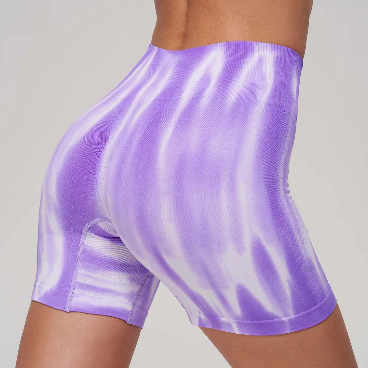 Seamless Color Aurora Yoga Wear Shorts Women's High Waist Hip Lift and Abdominal Compression Gradient Sports Fitness Pants