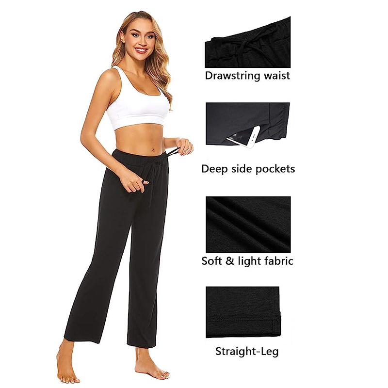 Venta al por mayor 2 Pantalones de chándal cómodos de diferentes longitudes para maternidad, pantalones de yoga para mujeres, logotipo personalizado, pantalones de pijama suaves con cordón, pantalones jogger de pierna ancha con bolsillos