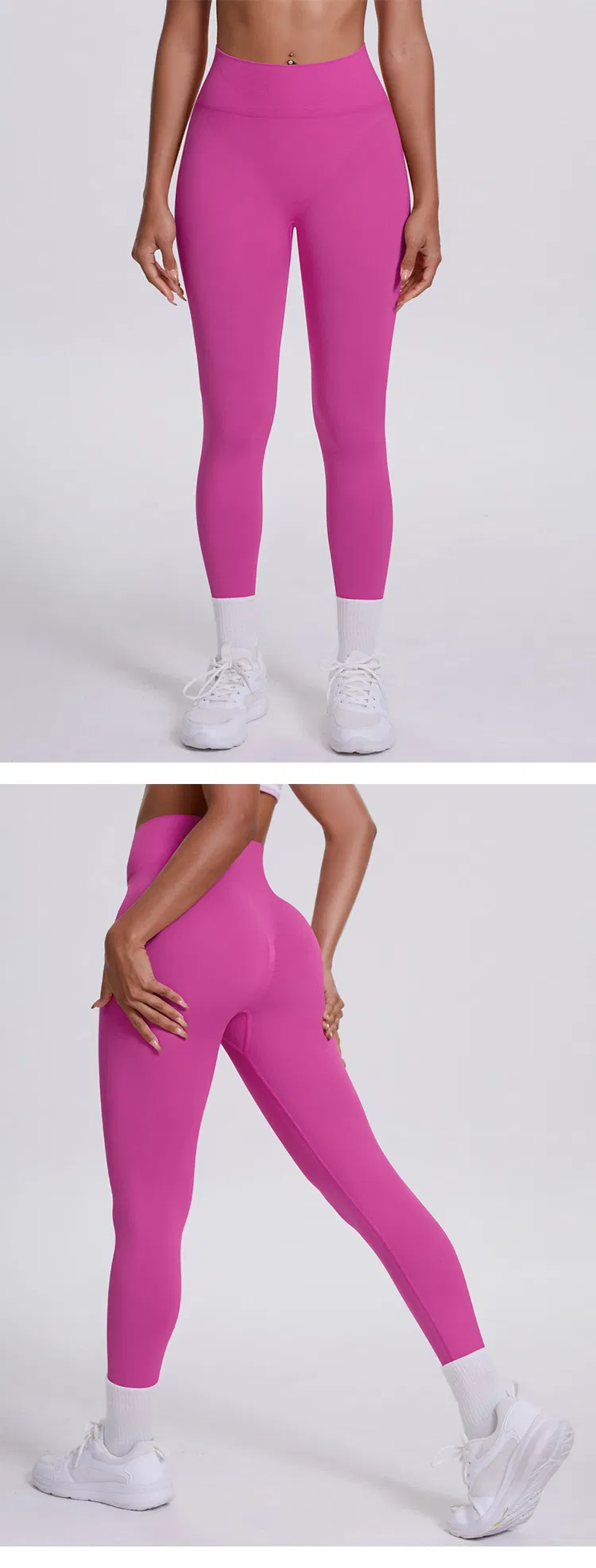 Pantalones de yoga deportivos de alta cintura ajustados que levantan las caderas, de color sólido y sin costuras, ideales para correr y hacer ejercicio