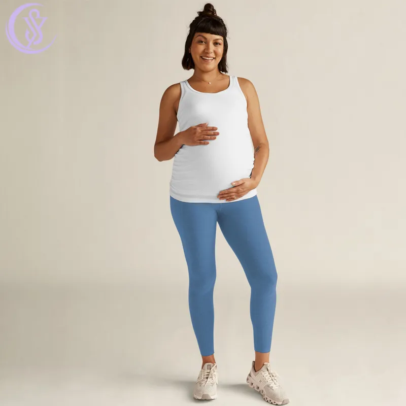 Pantalones de maternidad para yoga con soporte atlético para el vientre, detalles