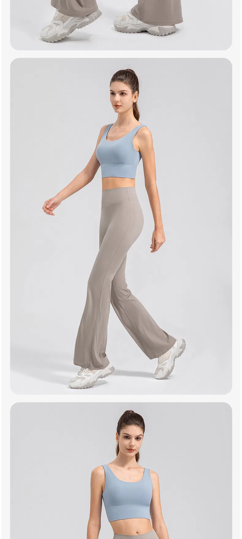 Pantalones de yoga de cintura alta y levantamiento de glúteos para mujer, transpirables, sin línea de vergüenza, pantalones de fitness deportivos, leggings acampanados