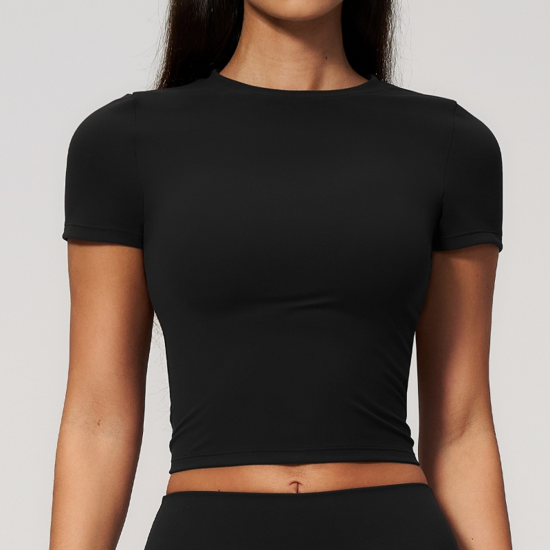 Ropa Mujer Elastic Breathable Crew Neck Slim Yoga Top, Quick Dry Training Woman Fashion Clothes, Skinny Fit Fashion Clothing for Fitness Casual Pilates