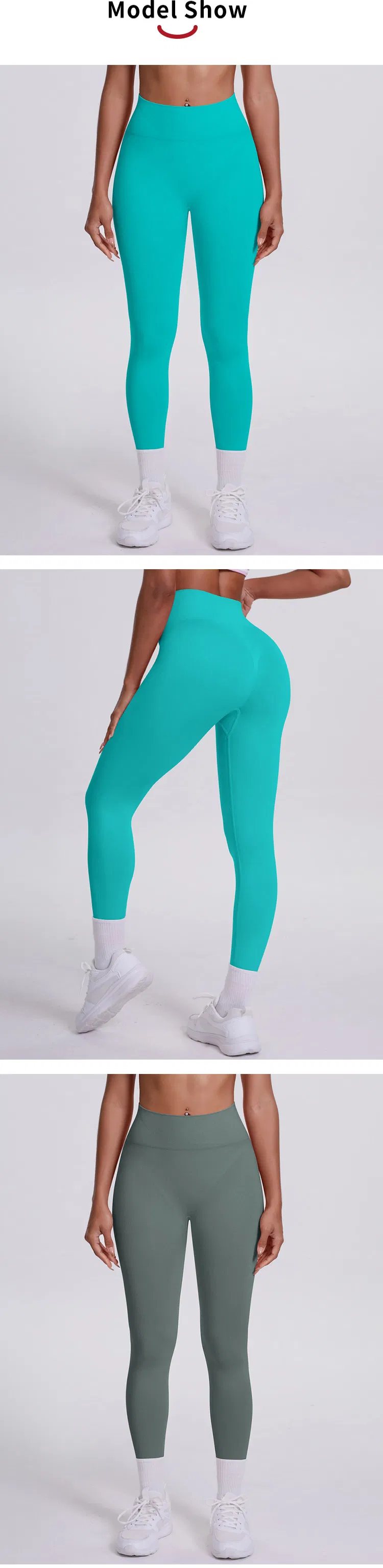 Pantalones de yoga deportivos de alta cintura ajustados que levantan las caderas, de color sólido y sin costuras, ideales para correr y hacer ejercicio