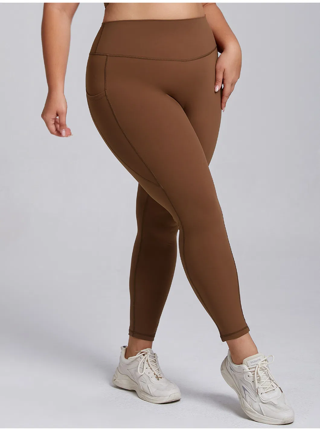Pantalones de yoga personalizados al por mayor con logo, talla grande, con bolsillos laterales, leggings para el gimnasio