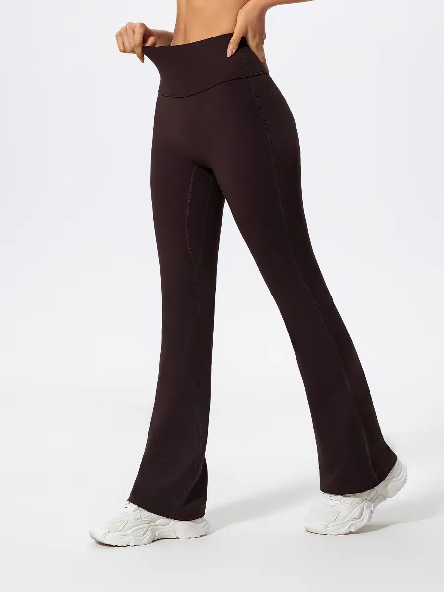 Leggings deportivos Luckpanther de cintura alta con control abdominal pero levantados, pantalones de yoga de pierna ancha y acampanados para mujer