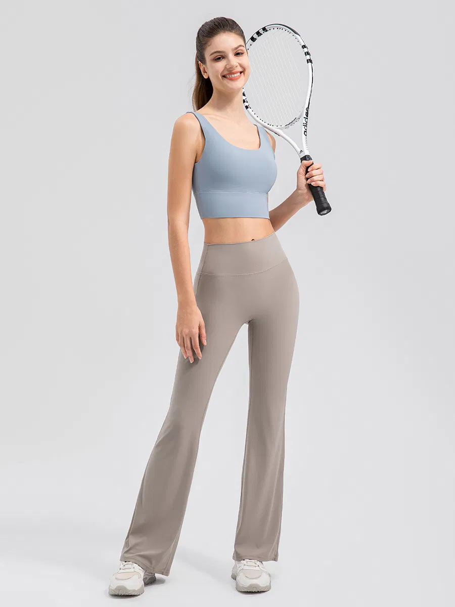 Pantalones de yoga de cintura alta y levantamiento de glúteos para mujer, transpirables, sin línea de vergüenza, pantalones de fitness deportivos, leggings acampanados