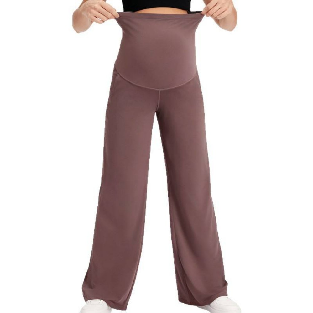 Pantalones largos casuales de maternidad ecológicos de cintura alta y pierna ancha para mujeres embarazadas, soporte para el abdomen, ropa de yoga