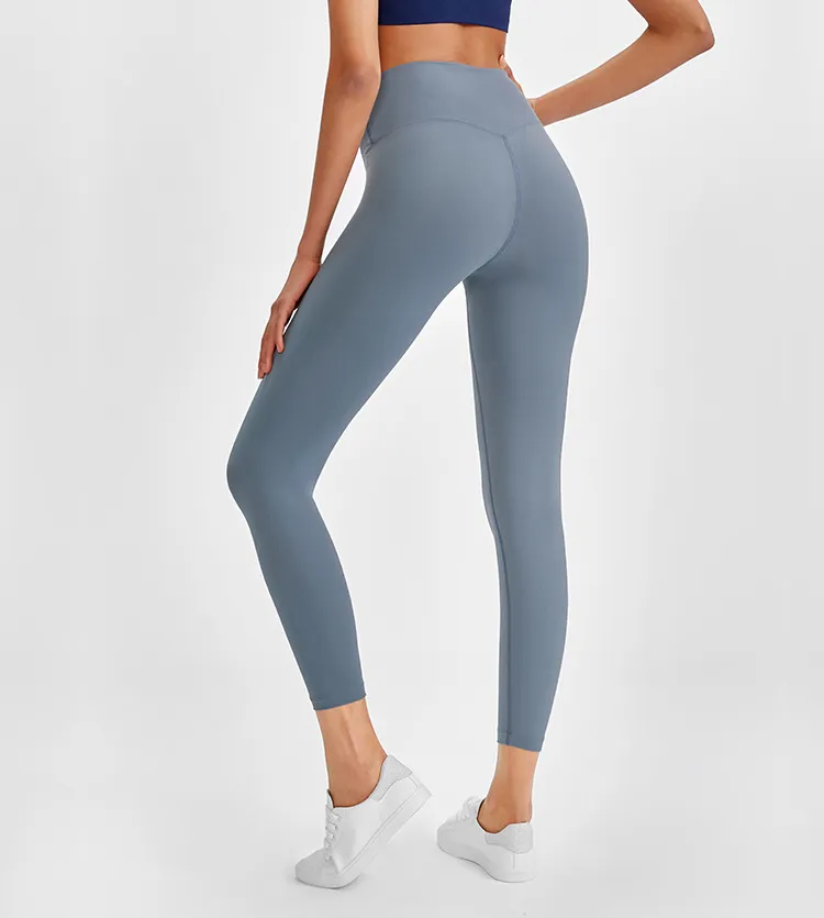 Pantalones de yoga de cintura alta sin costura frontal para mujeres, ropa de gimnasio, leggings de yoga