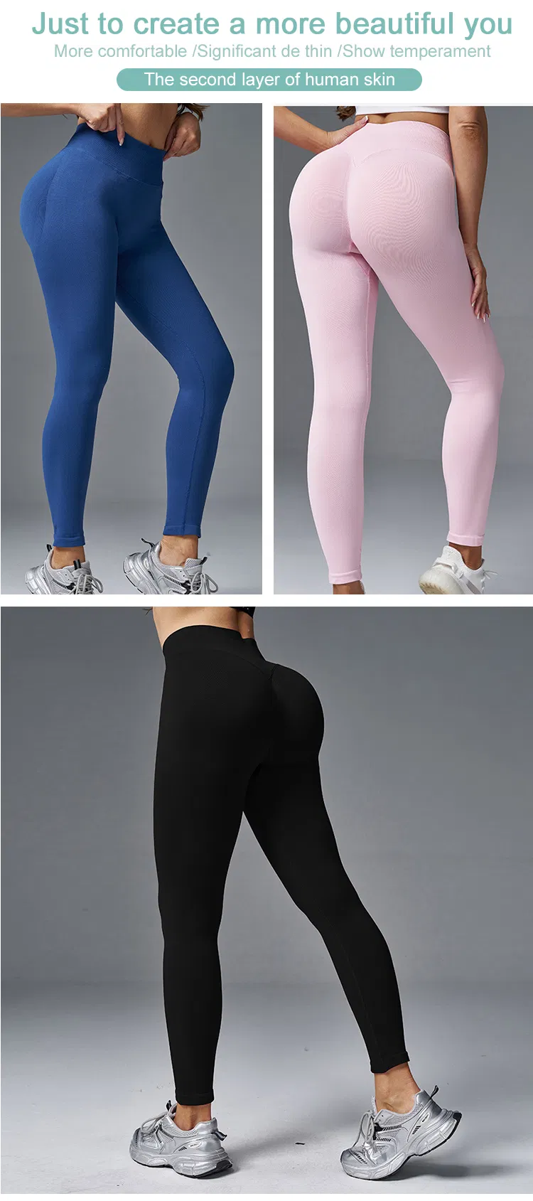 Pantalones de compresión de cintura alta sin costuras texturizados 4
