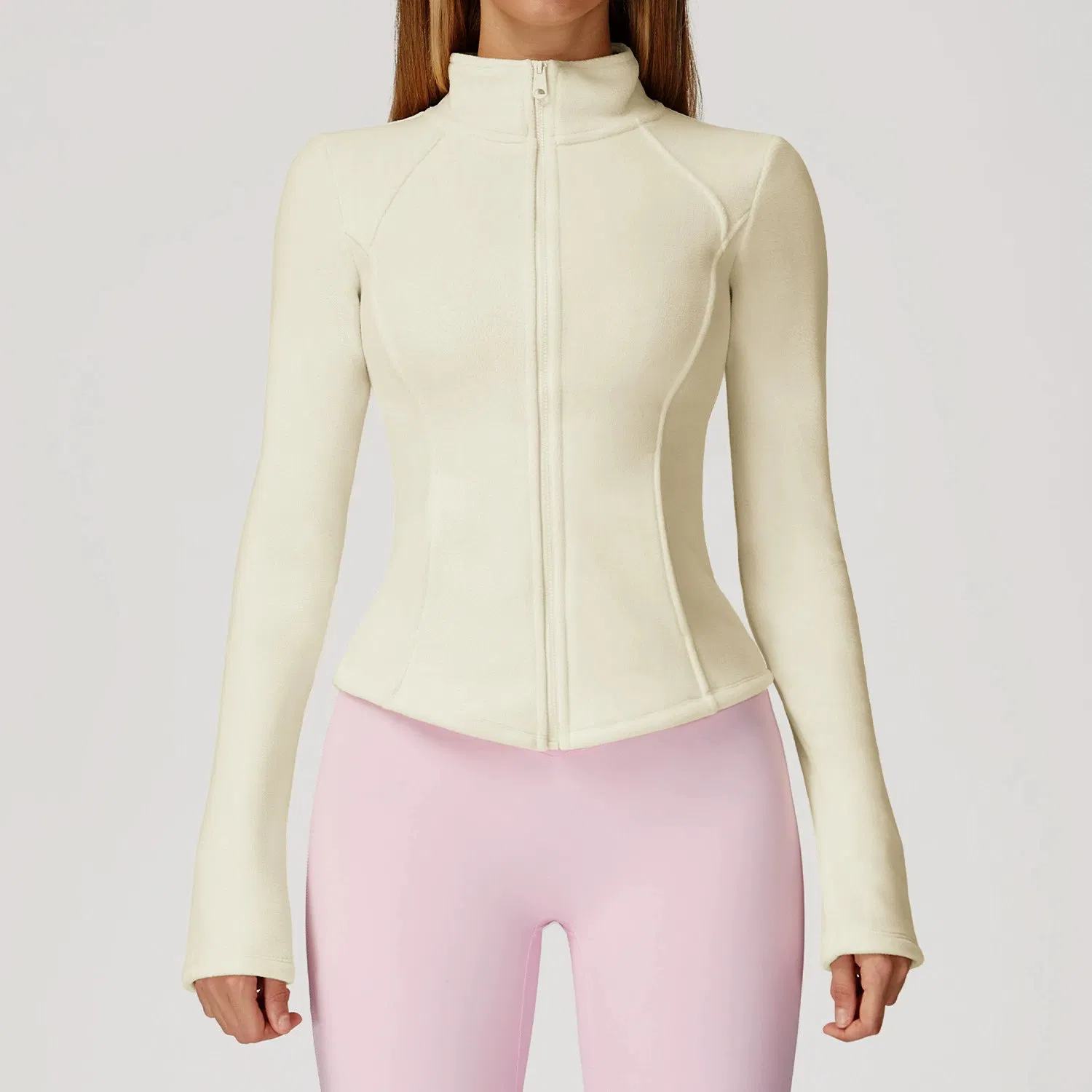 Chaqueta de mujer con cremallera personalizada, a prueba de viento, casual, para correr, ajustada para fitness, abrigo exterior grueso y cálido