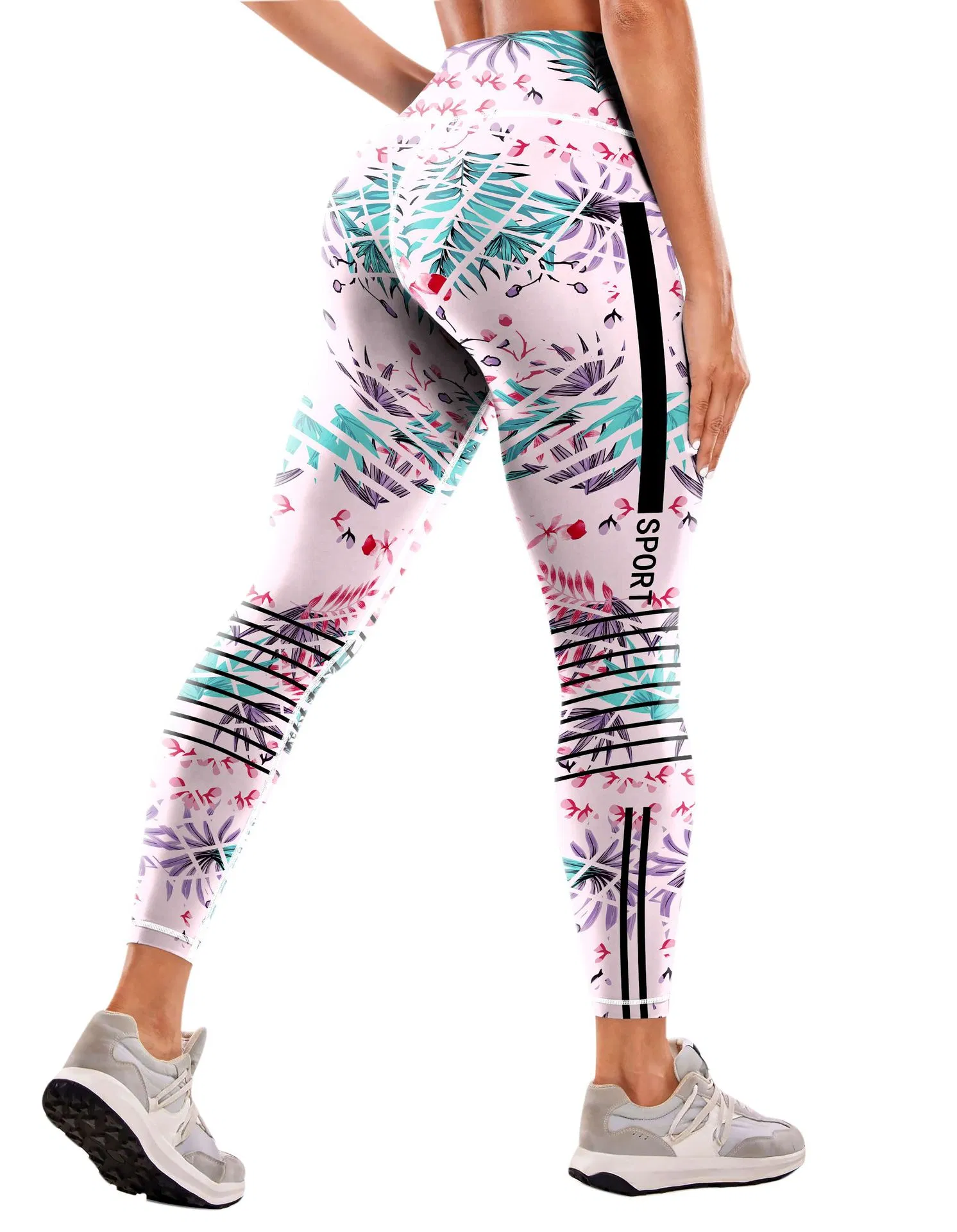 Pantalones de yoga impresos de cintura alta personalizados para mujeres en el gimnasio