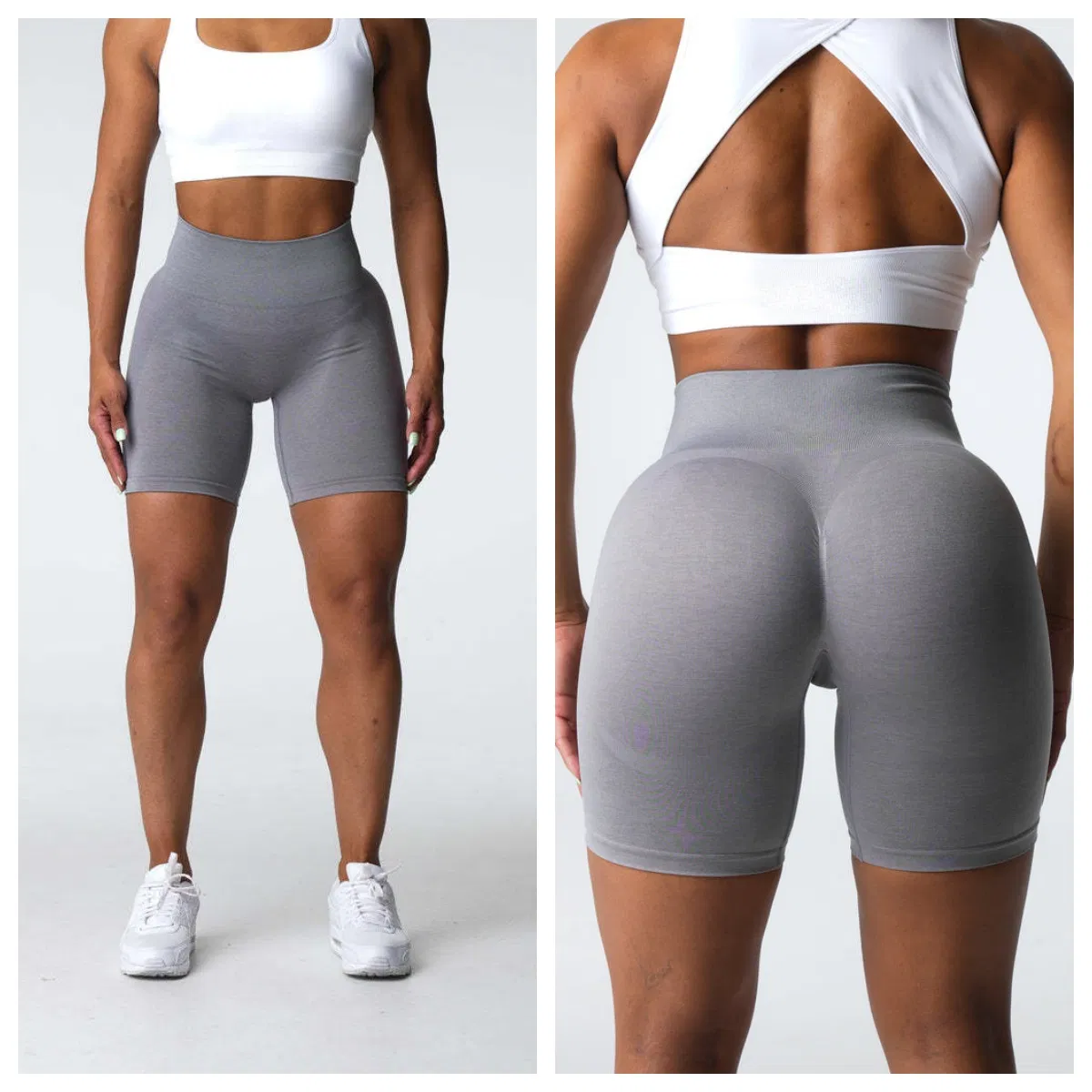 Pantalones cortos de yoga de cintura alta sin costuras, levantamiento de cadera, con elasticidad en cuatro direcciones, ropa de gimnasio para mujeres