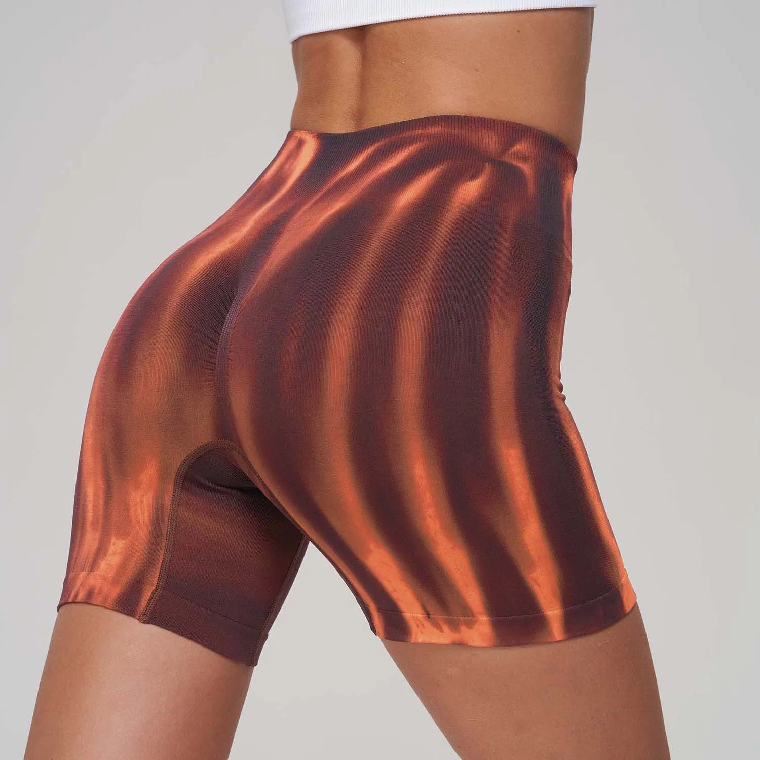 Seamless Color Aurora Yoga Wear Shorts Women's High Waist Hip Lift and Abdominal Compression Gradient Sports Fitness Pants
